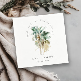 Serviette En Papier Elégant Mariage d'aquarelle tropicale palmiers