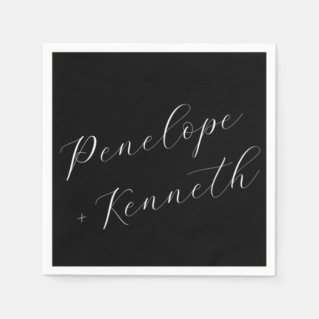 Serviette En Papier Élégant Mariage de calligraphie de script personna (Devant)