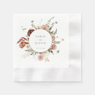 Serviette En Papier Élégant Mariage de charpente florale d'automne