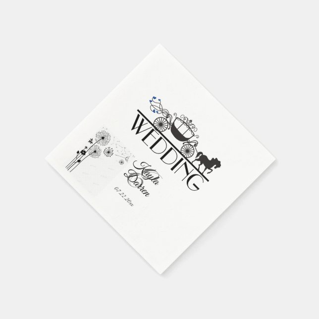 Serviette En Papier Élégant Mariage de cheval et de buggy (Coin)