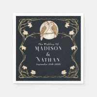 Élégant Mariage de Chouettes Art Nouveau