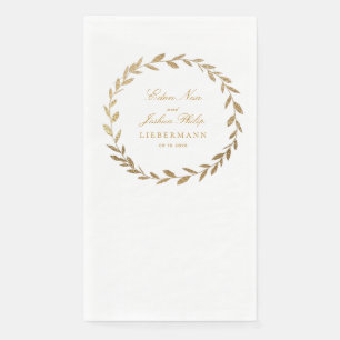 Serviette En Papier Élégant Mariage de couronnes d'olivier d'or
