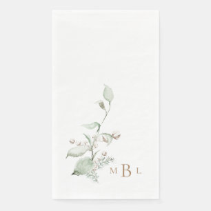 Serviette En Papier Élégant Mariage de feuillage et de monogramme de c