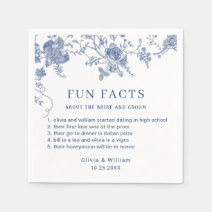 Serviette En Papier Élégant Mariage de Floral Bleu Victorien Français