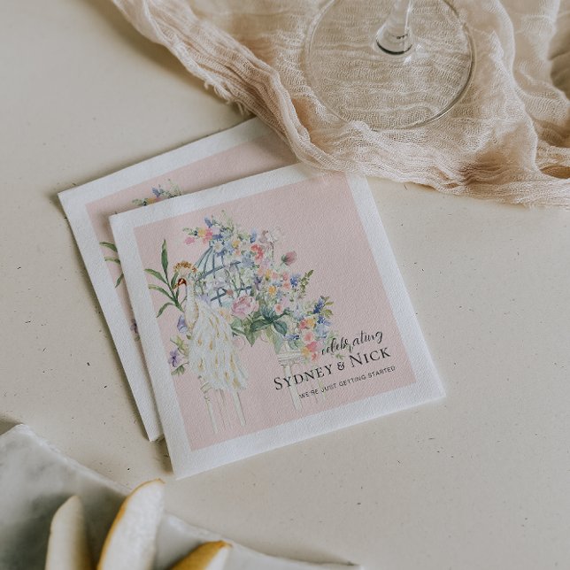 Serviette En Papier Élégant Mariage de jardin de paon (Créateur téléchargé)