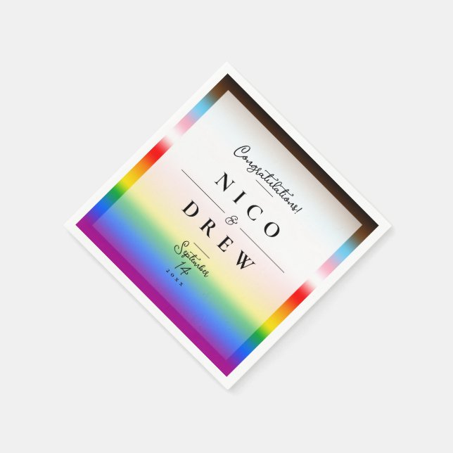 Serviette En Papier Élégant Mariage de la fierté de progrès LGBTQ+ (Coin)