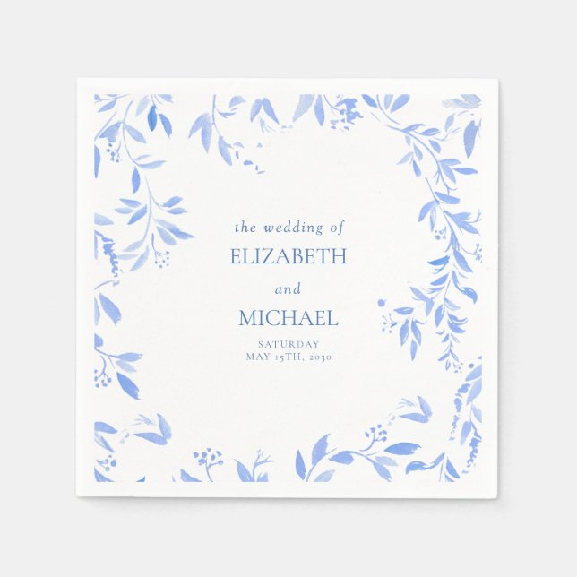 Serviette En Papier Élégant Mariage de la flore française (Devant)