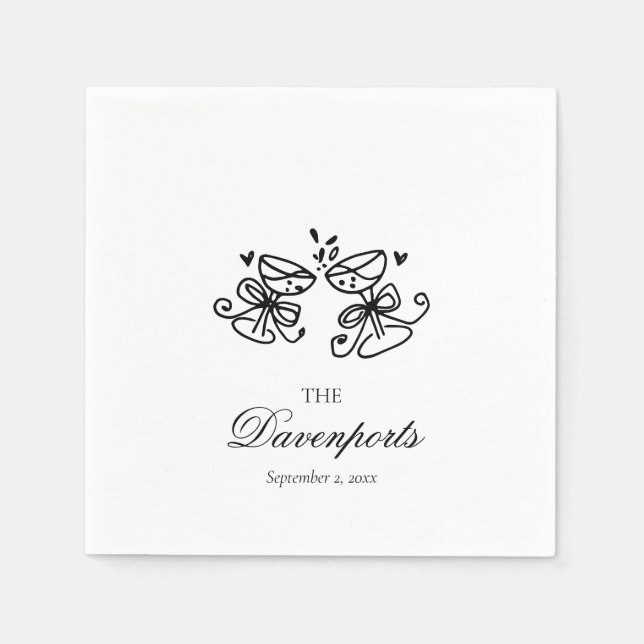 Serviette En Papier Élégant Mariage de la mariée de Bow Champagne Whim (Devant)