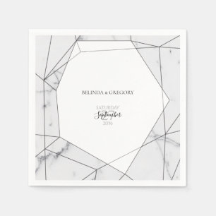 Serviette En Papier Élégant Mariage de marbre géométrique