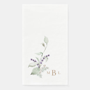 Serviette En Papier Élégant Mariage de monogramme or Lavande de Foliag