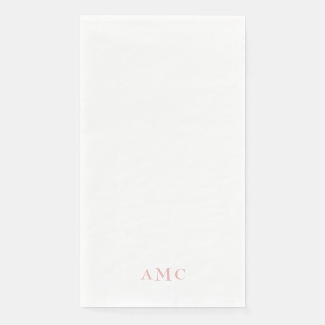 Serviette En Papier Élégant Mariage de monogramme rose/blanc (Devant)