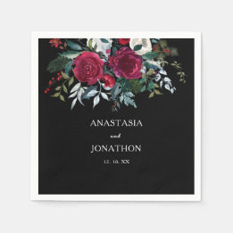 Serviette En Papier Élégant Mariage de Noël Floral d'hiver