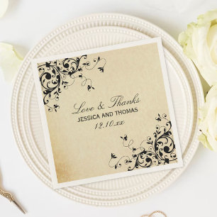 Serviette En Papier Élégant Mariage de perles d'antiquité