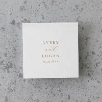 Élégant Mariage de script or Napkins
