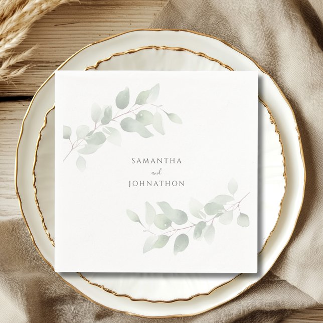 Serviette En Papier Elégant Mariage de verdure Eucalyptus (Créateur téléchargé)