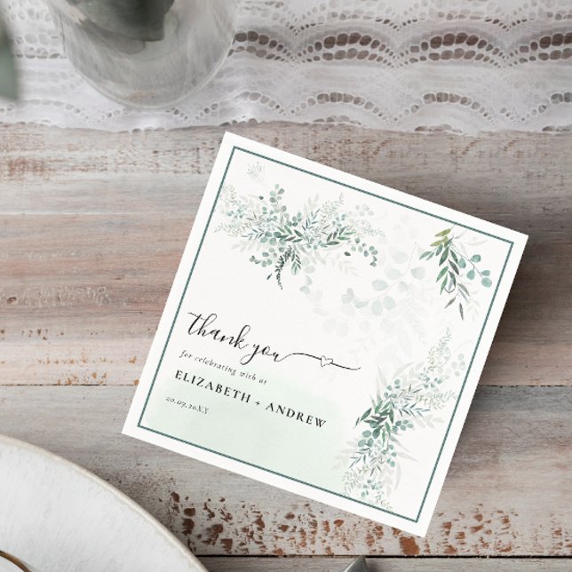 Serviette En Papier Elégant Mariage de verdure Eucalyptus (Créateur téléchargé)