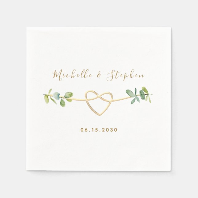 Serviette En Papier Elégant Mariage de verdure Eucalyptus (Devant)