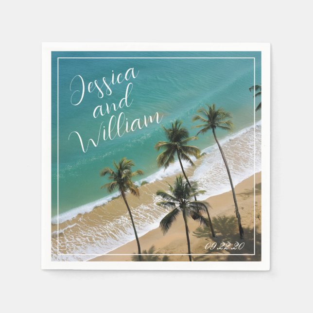 Serviette En Papier Élégant Mariage d'été (Devant)