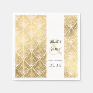 Serviette En Papier Elégant Mariage d'or Gatsby Art Déco des années 19