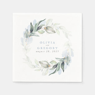 Serviette En Papier Elégant Mariage Dusty Blue Green