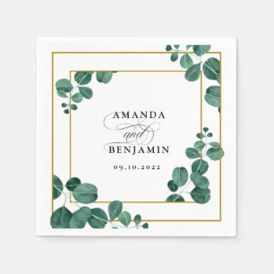 Serviette En Papier Élégant Mariage Eucalyptus