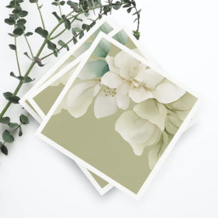 Serviette En Papier Élégant mariage feuillage vert bouché