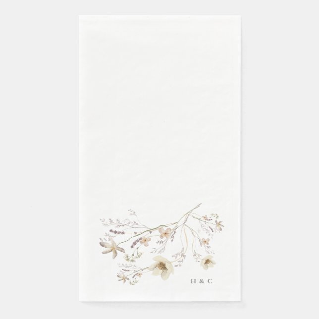 Serviette En Papier Élégant Mariage Fleur sauvage de monogramme de pri (Devant)