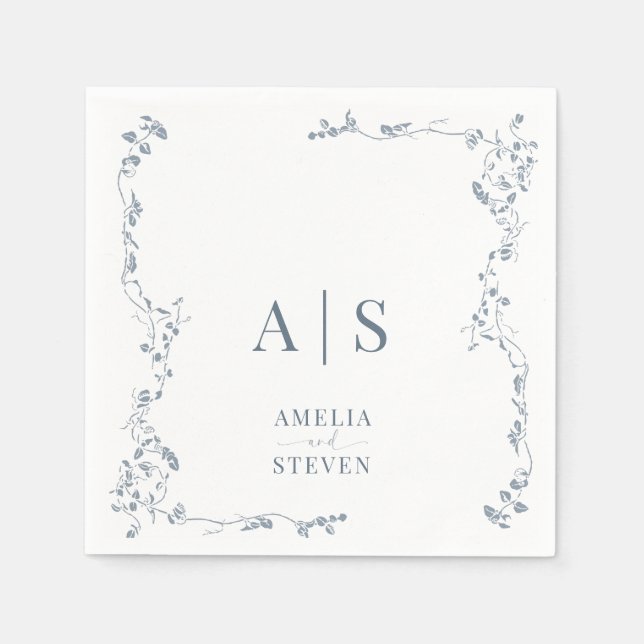 Serviette En Papier Élégant Mariage floral (Devant)