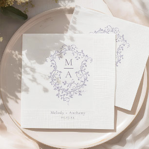 Serviette En Papier Élégant Mariage Floral à la Lavande Française