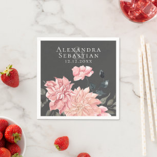 Serviette En Papier Elégant Mariage floral aquarelle