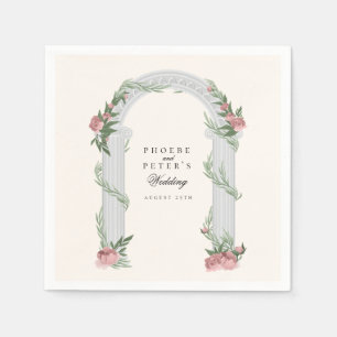 Serviette En Papier Élégant Mariage Floral Colonne Jardin Mariage