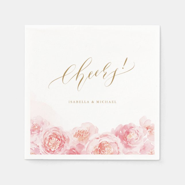 Serviette En Papier Elégant mariage floral couleur rose vif (Devant)