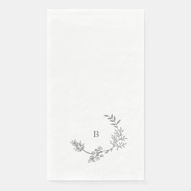 Serviette En Papier Élégant Mariage floral croqué (Devant)