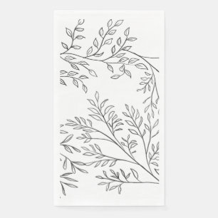 Serviette En Papier Élégant Mariage floral croqué