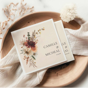 Serviette En Papier Élégant Mariage floral d'automne