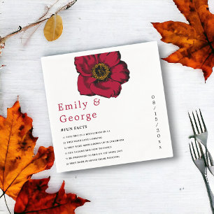 Serviette En Papier Elégant Mariage floral romantique de rose rouge bo