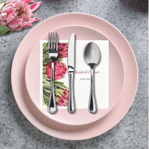 Serviette En Papier Élégant Mariage floral rose tropicale