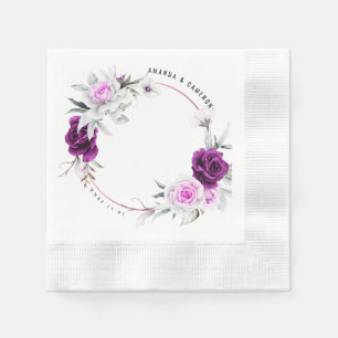 Serviette En Papier Élégant Mariage géométrique violet rustique