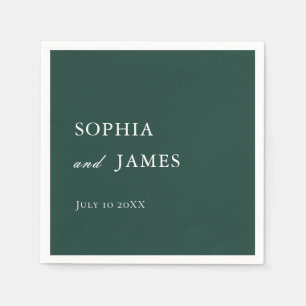 Serviette En Papier Élégant Mariage minimaliste Emerald Green
