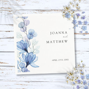 Serviette En Papier Élégant Mariage moderne bleu bleu foncé