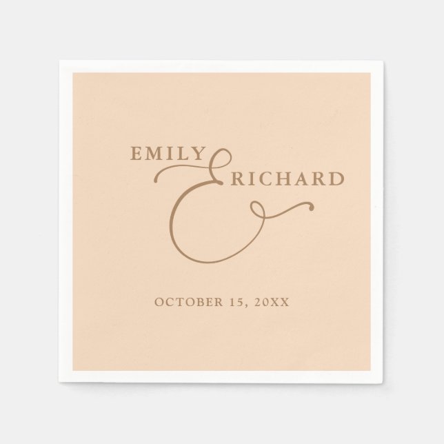 Serviette En Papier Élégant Mariage moderne Soft Peach (Devant)