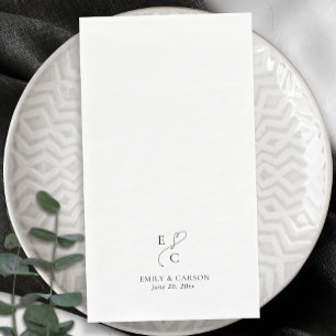 Serviette En Papier Élégant mariage Monogramme Logo Initiales Noms Dat