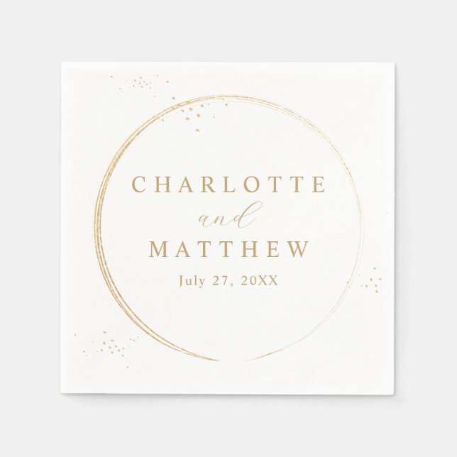 Serviette En Papier Élégant Mariage Or (Devant)