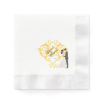 Élégant Mariage or Napkin avec BridePaper Napkin