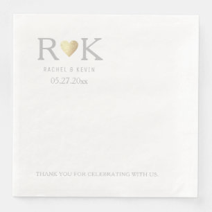 Serviette En Papier Élégant Mariage romantique Monogramme