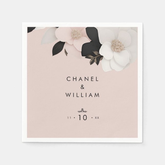 Serviette En Papier Élégant mariage rose doux (Devant)