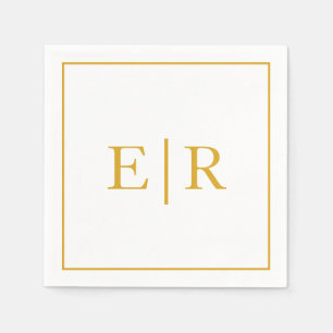 Serviette En Papier Élégant Mariage simple Monogram Gold