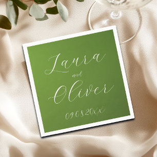 Serviette En Papier Élégant Mariage vert de la mousse