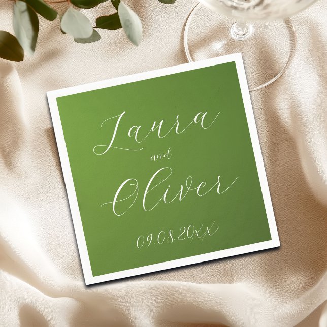 Serviette En Papier Élégant Mariage vert de la mousse (Créateur téléchargé)
