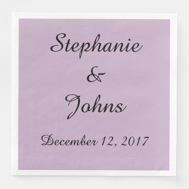 Serviette En Papier Élégant Mariage violet pâle Simple mignon tendance (Devant)